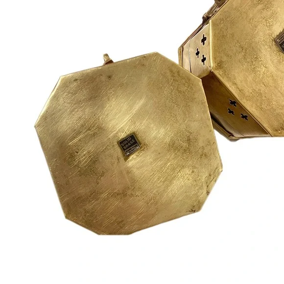 Vintage Brass Cricket Octagon Box with Handle X2 - Picture 5 of 6